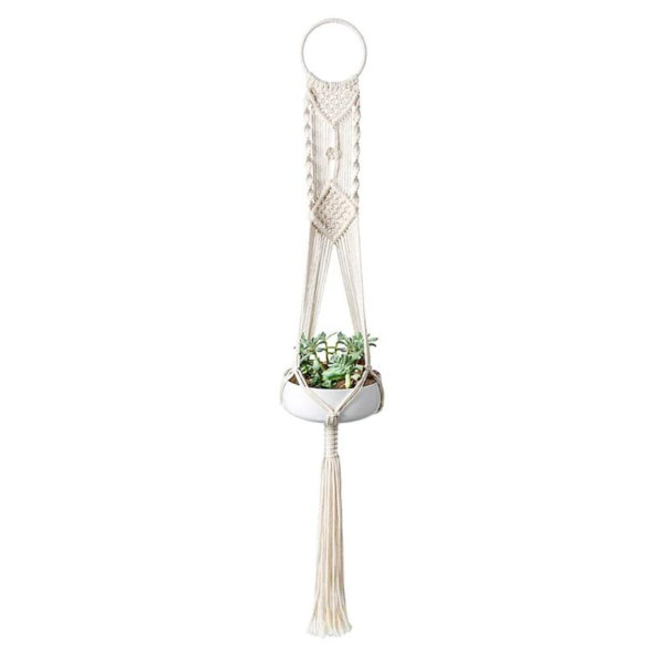 Macrame Hanging Planter Cream - dbLM001