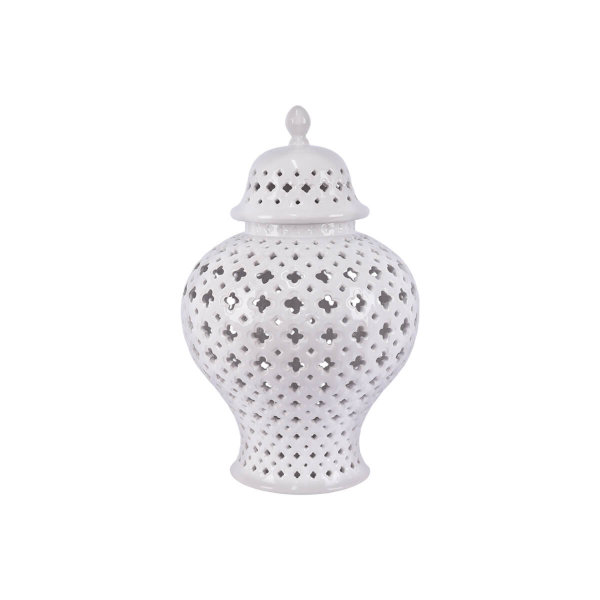 White Cut Out Ginger Jar - dbLG005