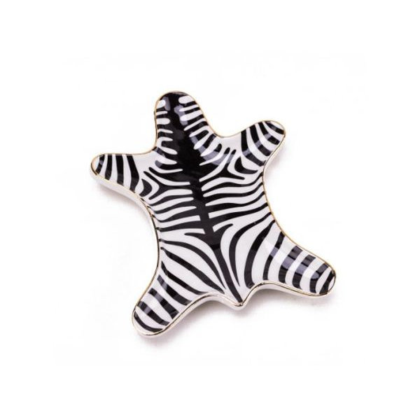 Zebra Ceramic Trinket Plate Black - dbLZ001