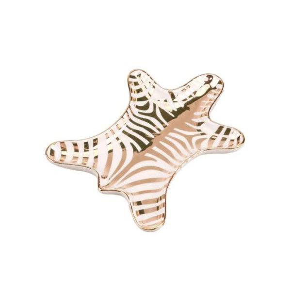 Zebra Ceramic Trinket Plate Gold - dbLZ002